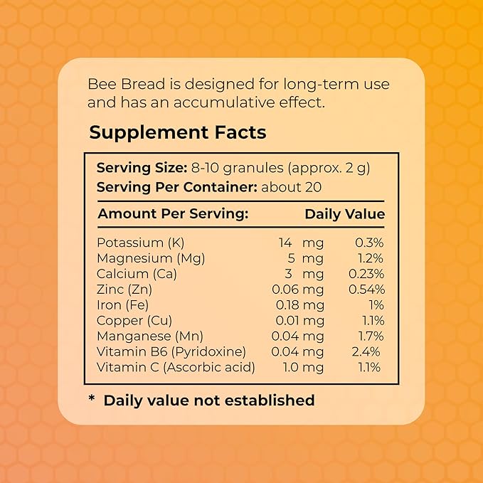 Fresh Organic Bee Bread - 3.5 oz (100 g) Natural Fermented Pollen - Superfood for Immunity Energy &amp Vitality Boost (Perga Ambrosia)