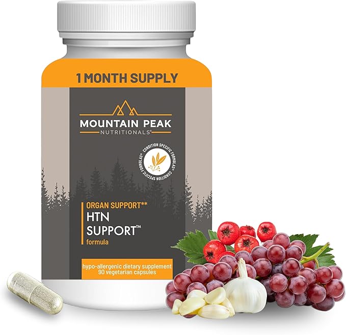 Mountain Peak Nutritionals HTN Blood Pressure Support Supplement for Heart &amp Circulation Health - Advanced Cardiovascular Formula with Rauwolfia Hawthorn Berry &amp Magnesium (90 Vegetarian Cap