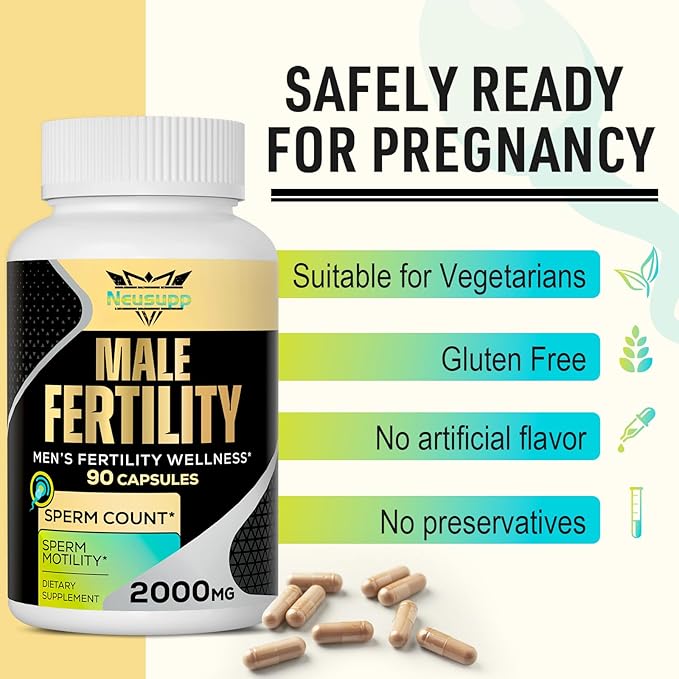 Fertility Supplements for Men Male Fertility Supplement - Optimal Sperm Count Motility and Strength 2000MG Mens Prenatal Vitamins with CoQ10 Maca Root Zin NAC &ampFolate for Conception - 90 Caps