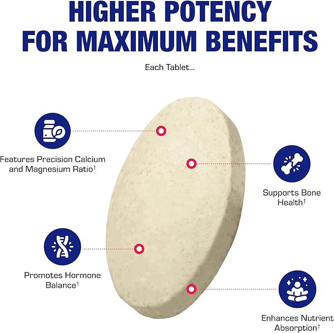 Calcium Magnesium D3 Bone Supplement for Women - Clinical Bone Strength Supplement with Magnesium Calcium Vitamin D3 &amp Boron Complex for Bone Maintenance - 120 Count Nutra Cal 1:1