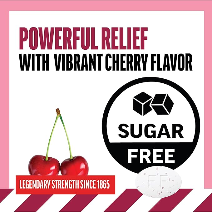 Fisherman's Friend Sugar Free Cherry Flavored Cough Lozenges (40 Drops x 6-Pack) 6.9mg Natural Menthol Cooling Relief from Sore Throat Persistent Cough &amp Everyday Irritation Vegan &amp Gluten