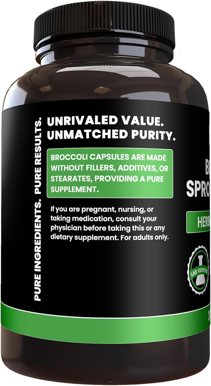 PURE ORIGINAL INGREDIENTS Broccoli Extract (365 Capsules) No Magnesium Or Rice Fillers Always Pure Lab Verified