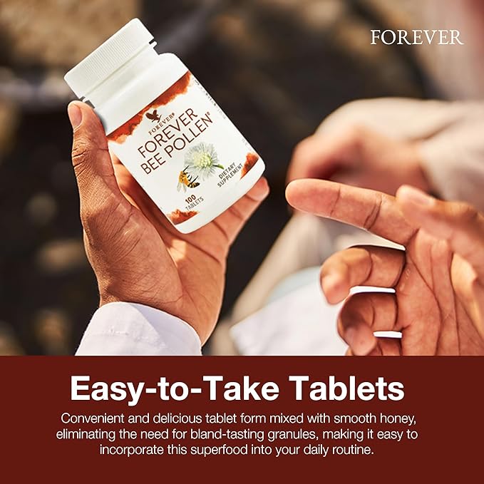 Forever Living - Bee Pollen - Energy and Nutrition with Bioactive Compounds - Vegetarian and Gluten-Free - 100 Tablets (Pack of 2)