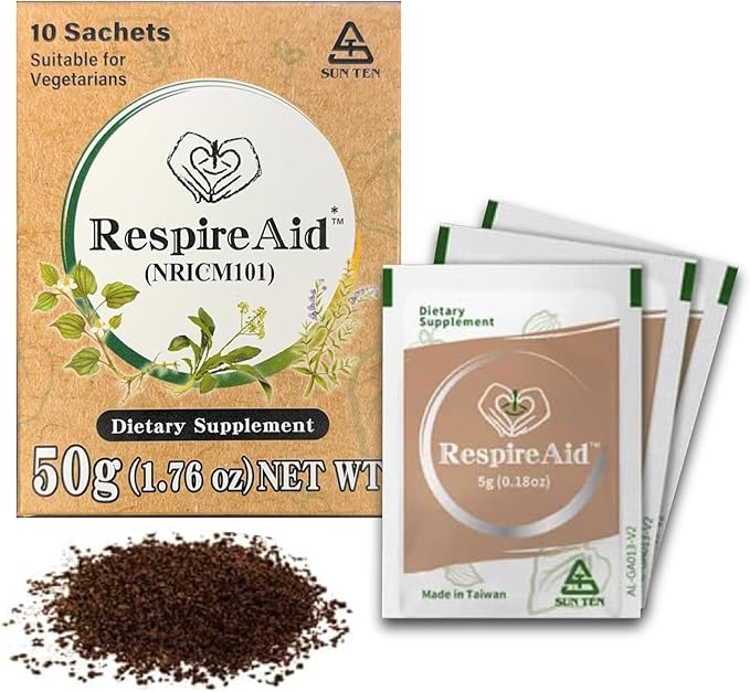 Sun Ten RespireAid™ All-Natural Lung Cleanse &amp Detox. Contains Natural Herbal Properties to Support Healthy Lung Function &amp Breathing. 50g (10 sachets) 5g per Sachet