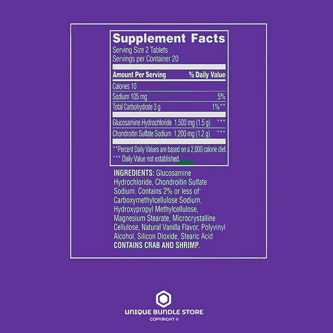 Glucosamine Chondroitin Triple Strength 40 Tablets Glucosamina Suplemento 1400mg Glucosamine + 1200mg Chondroitin Daily Joint Support Gluten Free (Pack of 2)