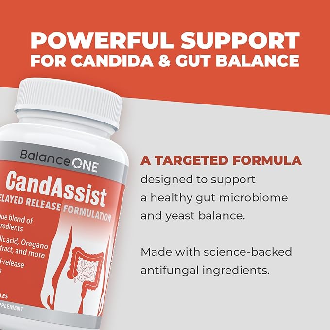 Balance ONE 2 Month Gut &amp Immune Support Bundle – Probiotic CandAssist &amp SerraDefend – 15 Billion CFUs Probiotic with Time-Release + Candida &amp Yeast Cleanse + Serrapeptase for Digestion &