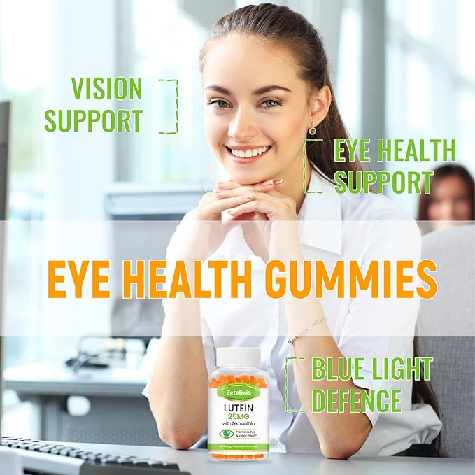 Lutein Gummies 25mg - Eye Vitamins Lutein &amp Zeaxanthin Eye Health Supplements for AdultsSugar Free Eye Health Gummies Supplement - Support VisionMacularBlue Light Filtering (120 Count)