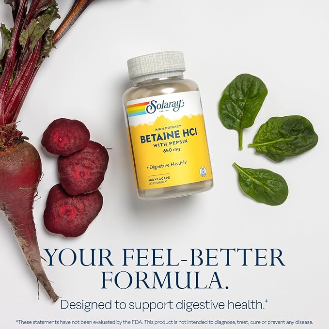 SOLARAY Bean Enzyme and Betaine HCl with Pepsin - Digestive Health Bundle - with Alpha Galactosidase Hydrochloric Acid and Pepsin Digestive Enzymes - Digestion Nutrient Absorption Support 60/100ct