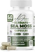 Alex Jones Ultimate Seamoss Capsules – Vegan Non-GMO Seaweed Supplement w/Bladderwrack &amp Burdock Root – Immune Boost Energy Support Sea Moss Supplements for Men &amp Women - 60 Nutrition Suppor