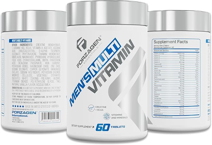 Forzagen Essentials Men's Multivitamin with Creatine and BCAA Complete Vitamin and Mineral Complex 60 Tablets