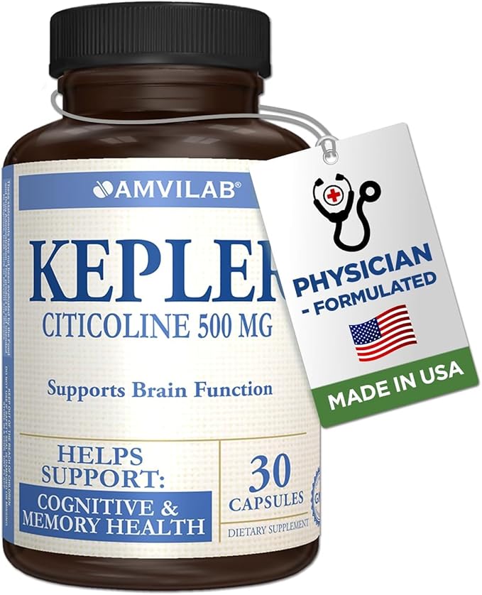 Kepler - CDP-Choline Supplement |Citicoline 500m| -Supports Memory Focus &amp Cognitive Function - for Focus &amp Mental Clarity - Gluten Free &amp Non-GMO - Dietary Supplement - 30 Capsules