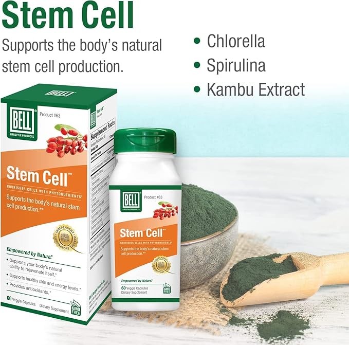 Bell Stem Cell Supplements - Supports Your Body's Natural Ability to Replace Worn Out Cells and Rejuvenate Tissue | Celulas Madres Pack of 2 | 60 Capsules Each