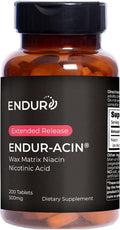 ENDUR-ACIN - Niacin B3 - ER (Extended Release) 500 mg - Nicotinic Acid - Healthy Heart &amp Cholesterol Balance Supplement - Low-Flush High-Potency Niacin with 4–8 HR Timed-Release Matrix - 200 Table