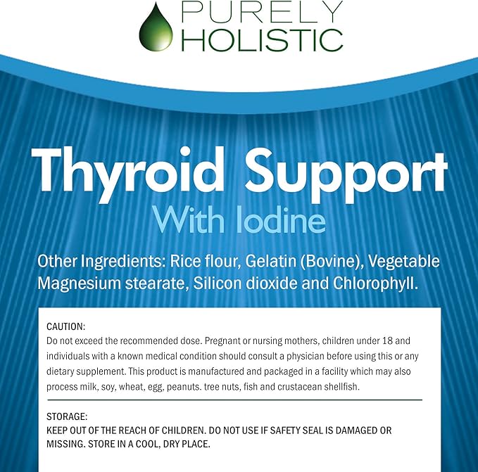 Thyroid Support Supplement with Iodine - 120 Capsules - 2 Month Supply - with L-Tyrosine B12 Magnesium Ashwagandha Kelp &amp More - Formulated for Women - Non GMO