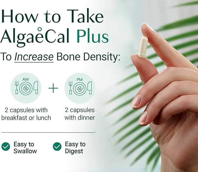 ALGAECAL Organic Red Algae Calcium Supplement for Bone Density &amp Strength Vitamin K2 MK7 (100mg) Vitamin D3 (1600 IU) Magnesium (350mg) &amp Trace Minerals Easy to Swallow 120 Veggie Caps 3