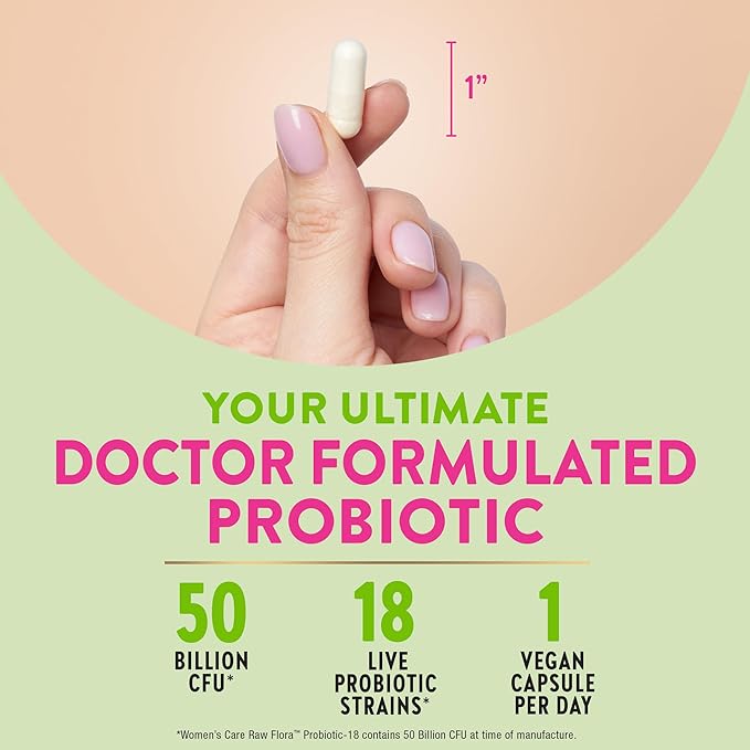 Raw Flora Probiotics for Women | 50 Billion CFU | 33 Capsules | with Cranberry and D-Mannose | Vegan Non-GMO &amp Gluten Free Supplement