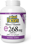 Natural Factors Mixed Vitamin E 400 IU Antioxidant Support for Cardiovascular and General Health 240 softgels (240 servings)