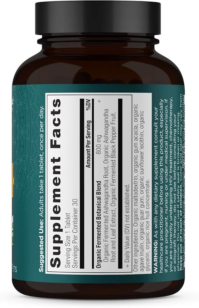 Ancient Nutrition Ashwagandha Tablets Stress Relief Supports Energy Mental Clarity and Concentration Reduces Fatigue and Anxiousness Paleo and Keto Friendly 30 Capsules