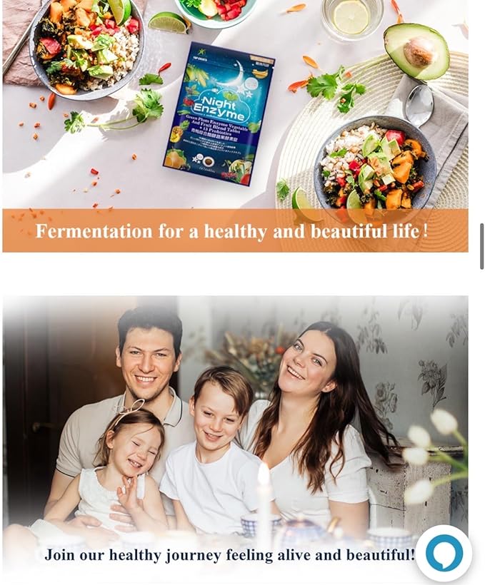 Night Enzyme Daily Multi Digestive Enzymes Green Plum Fruit and Vegetables with Probiotics Relief Bloating Better Sleep Quality for Men and Women Promote Digestive Health- 30 Tablets