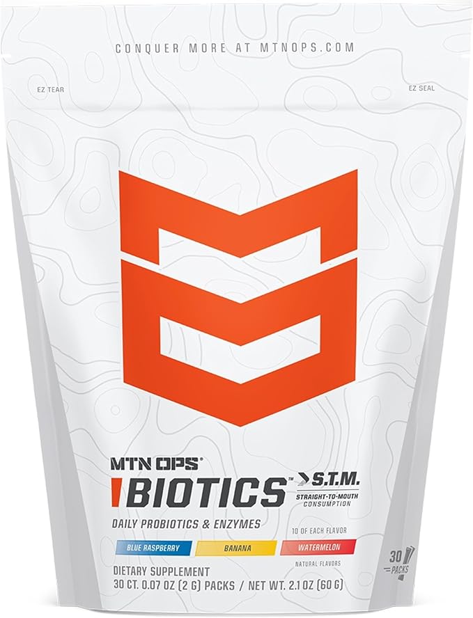 MTN OPS Biotics STM On‑the‑Go Probiotic Supplement for Gut Health Digestion &amp Immune Support – Sugar‑Free Natural Flavors Variety Pack 30 Servings – Fast Convenient Daily Gut Health Formula