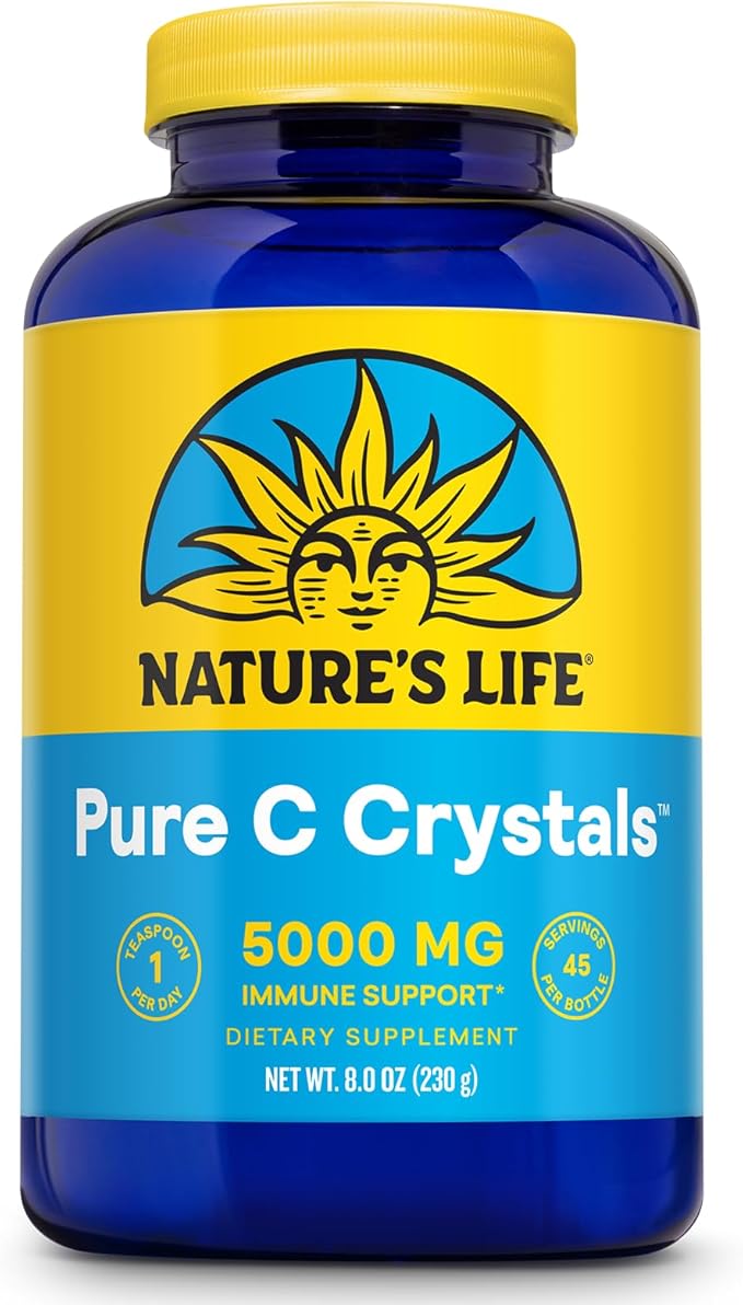 Nature's Life Pure Vitamin C Crystals - 5000mg VIT C - Antioxidant and Immune Support Supplement Cardiovascular Support - Easy-to-Take Vitamin C Powder Crystals - 60-Day Guarantee 45 Servings 8oz
