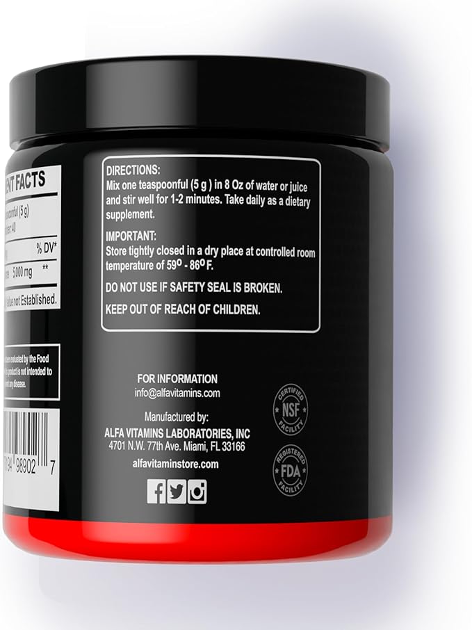Alfa Sports Creatine Powder Formula – Unflavored Pure Creatine Supplement for Active Lifestyles 200g Jar