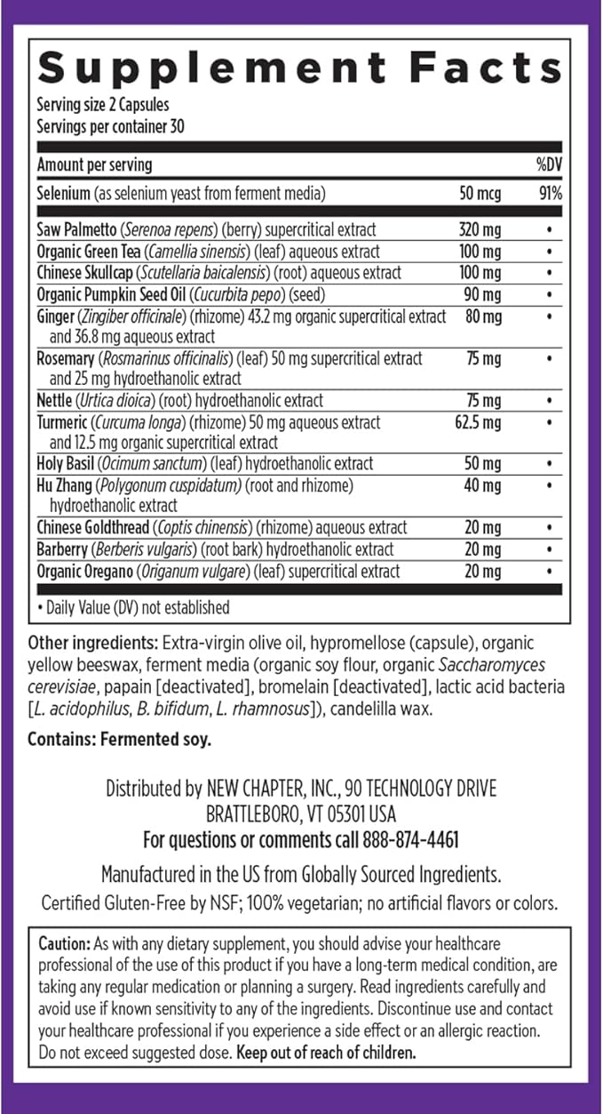 New Chapter Prostate Supplement Zyflamend Prostate with Saw Palmetto + Pumpkin Seed Oil + Turmeric for Prostate Health Vegetarian Capsule 60 Count
