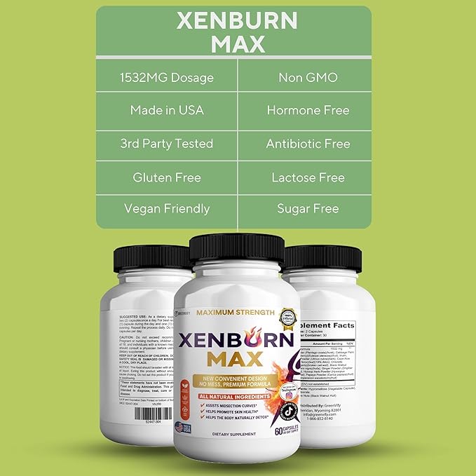 Xenburn Max Dietary Supplement Maximum Strength 60 Capsules 30-Day Supply All Natural Ingredients (2)