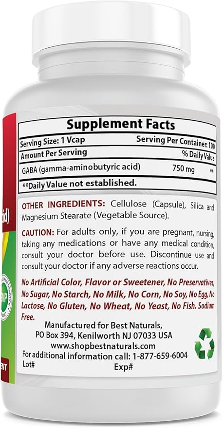 Best Naturals 5-HTP (5-hydroxytryptophan) 100 mg &amp GABA 750 mg