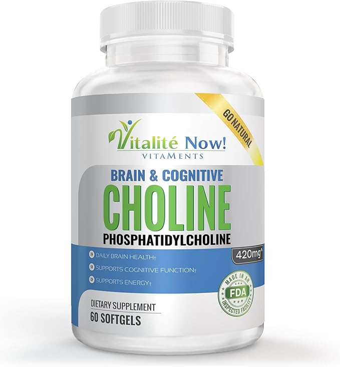 Choline Phosphatidyl High Potency Phospholipid Complex Phosphatidylcholine Pregnancy Support Mental Clarity Energy Liver Brain &amp Cognitive Health 420mg Softgels Non-GMO Made in USA