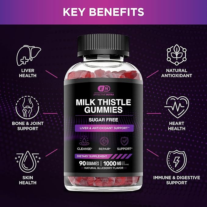 EFFECTIVE NUTRA Creatine Monohydrate Gummies 90ct &amp Sugar Free Milk Thistle Gummies 90ct