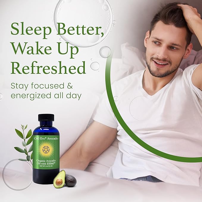 Organic Avocado Oil 100% Pure ESS60 (.6 mg/mL) Supports Joint Health Flexibility Energy Immunity Sleep - 8 oz