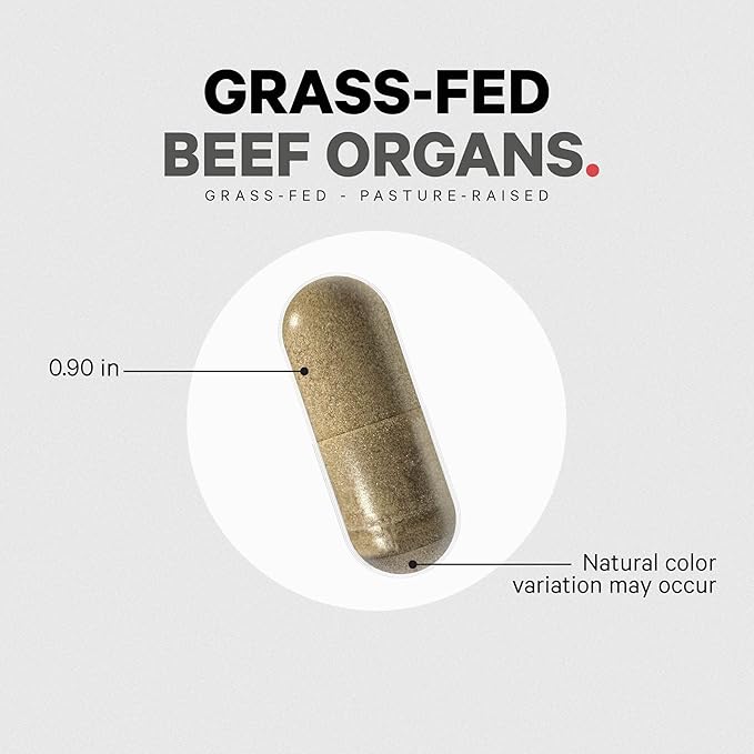 Codeage Grass Fed Beef Organs Supplement – Glandulars Supplements - Freeze Dried Non-Defatted Desiccated Liver Heart Kidney Pancreas &amp Spleen Bovine Pills – Beef Vitamins - Non-GMO -180 Capsu
