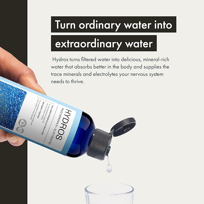 Synchro - Hydros Trace Mineral Drops with Electrolytes Mineral-Rich Water Drop for Electrolyte Water Hydrating Electrolyte Drops for Nervous System Support Mineral Drops for Drinking Water 8 fl oz