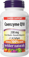 Webber Naturals Coenzyme Q10 (CoQ10) 200 mg 60 Softgels High Potency Antioxidant Supplement for Heart Health and Cellular Energy Production 60 Day Supply Gluten Free