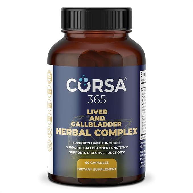 Liver Health and Gallbladder Support Formula - Liver Cleanse Detox &amp Repair Herbal Complex with Rosehips St. John's Wort Chamomile - Gallbladder Liver Supplements for Women Men - 60 Capsules