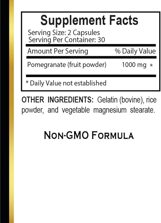 Natural Pomegranate Extract Capsules Plant-Based Herbal Antioxidant Supplement for Daily Use Vegan Friendly Non-GMO - 2 Bottles 120 Capsules
