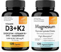 Sandhu's Vitamin D3 K2 with Quercetin &amp Magnesium Glycinate Lysinate Capsules | Support Quality Sleep Immune &amp Muscle Health