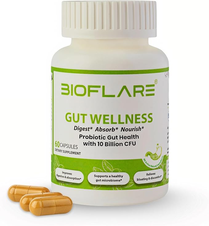 Gut Wellness Women’s Probiotics &amp Mens Probiotics for Gut Health High Potency Probiotic and Prebiotic for Women &amp Men with Digestive Enzymes 10 Billion CFU per 200MG 60 Vegan Capsules