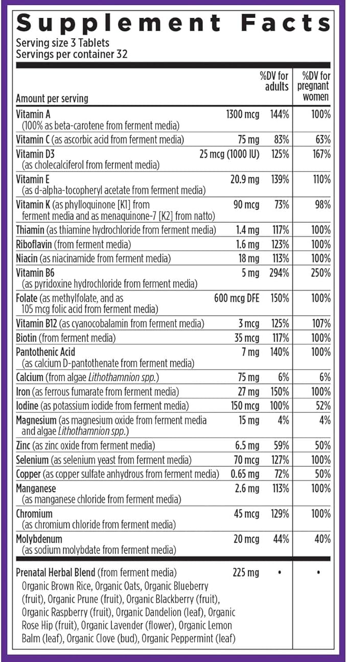 New Chapter Advanced Perfect Prenatal Vitamins 96ct Made with Organic Non-GMO Ingredients for Healthy Baby &amp Mom - Folate (Methylfolate) Whole-Food Fermented Iron Vitamin D3 + Ginger