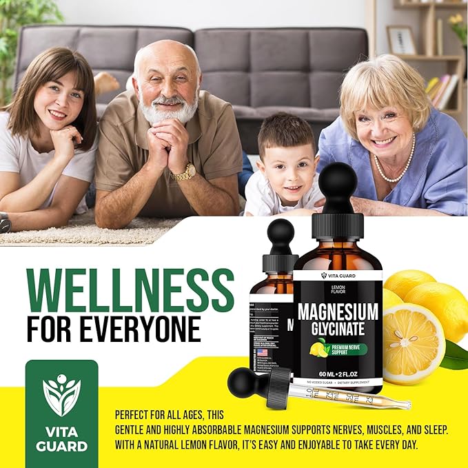 Magnesium Glycinate 500mg Liquid Drops | High-Absorption Liquid Magnesium for Relaxation Sleep Support &amp Muscle Wellness | Sugar-Free Vegan Non-GMO Magnesium Supplement