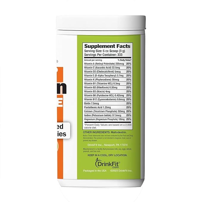 DrinkFit Smoothie Powder Mix | Specially Formulated Boost Supplements for Blended Smoothies | Meal Replacement Shakes Gluten Free - 2.2 lbs Jug (Vitamin)