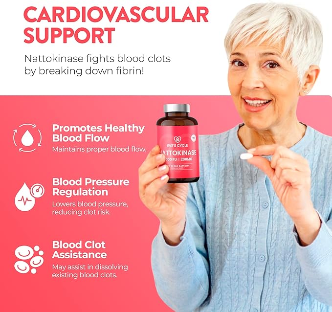 Eve's Cycle Nattokinase Supplement 4000 FU - 270 Vegan Natto Capsules - Premium Japanese Enzyme Natural Blood Thinner Organic No Stearates Non-GMO Made in USA