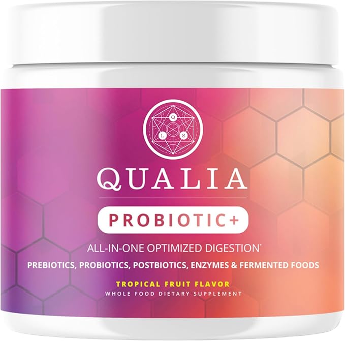 Qualia Probiotic - 28 Science-Backed Spore Probiotics Prebiotics and Postbiotics. Total Gut Support. Soothes Digestive discomfort. Ethically sourced. Promotes Akkermansia Growth. 1 Month Supply