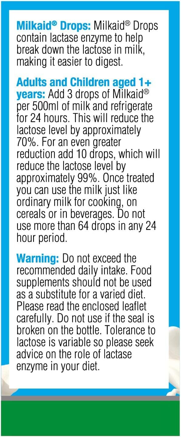 Milkaid Lactase Enzyme Drops Tablets for Lactose Intolerance Relief | Prevents Gas Bloating &amp Diarrhea | Dairy Digestive Supplement | 0.5 Fl Oz &amp 120 Raspberry Flavored Tablets
