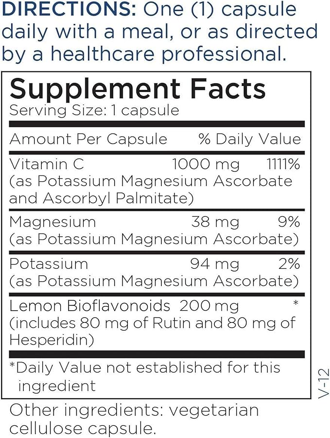 Metabolic Maintenance Vitamin C - 500 mg Vitamin C - Daily Immune &amp Antioxidant Support - Low-Acidity &amp Hypoallergenic - 90 Servings - 90 Capsules