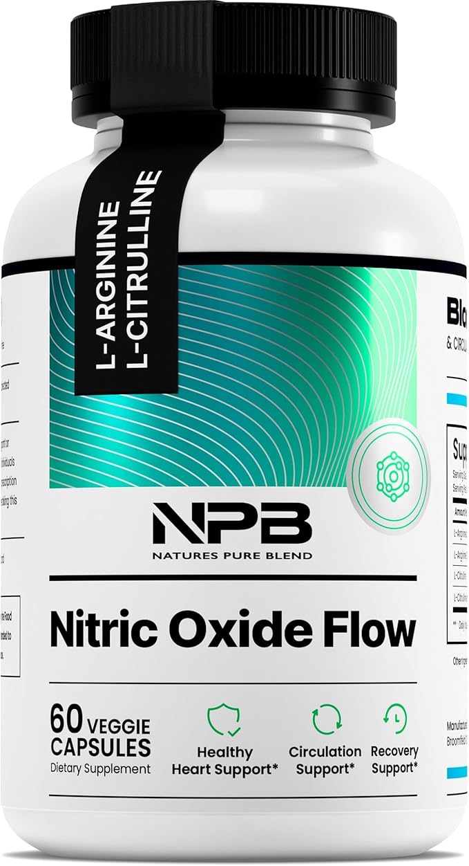 Nature's Pure Blend Nitric Oxide Supplements for Men – L-Arginine L-Citrulline – Heart Support &amp Flow Circulation Booster – 1500MG L Arginine and L Citrulline Preworkout Bodybuilding