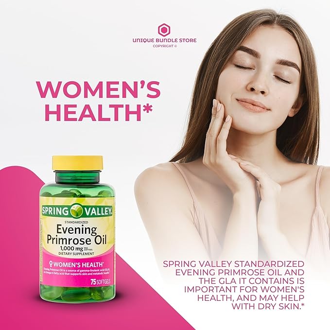 Evening Primrose Oil for Women 1000mg – 75 Softgels Organic Evening Primrose Oil Softgels with GLA Omega-6 Aceite De Onagra Primerose Supplement for Skin &amp Wellness (Pack of 2)