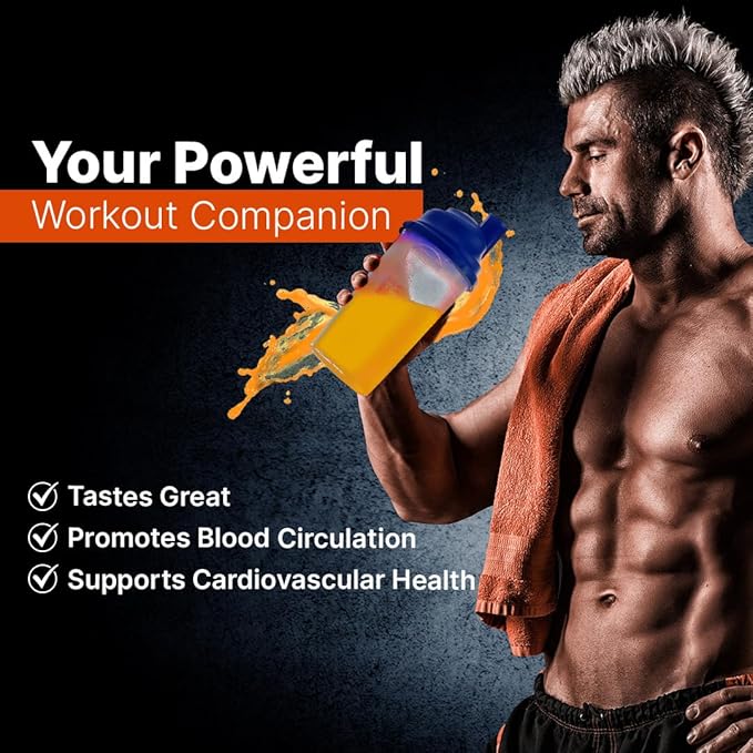 L-ARGININE PRO 2-Pack of 30 Single Serve Packs (60 Packets in Total) Orange &amp Raspberry That are Great Tasting! | Blood Flow | Pre-Workout Drink | with Vitamins C B6 B12 K &amp More