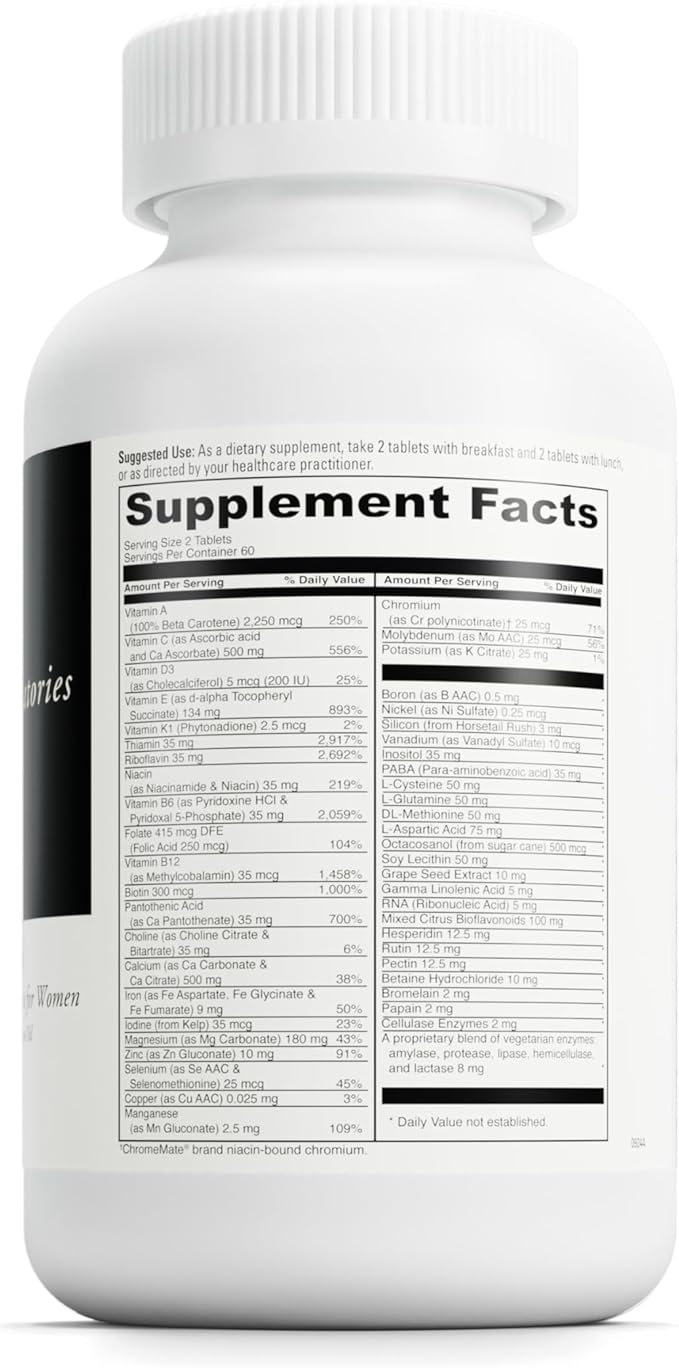 DaVinci Labs Spectra Woman - Dietary Supplement to Support Bone Health and Women's Needs - with Vitamins Minerals Calcium Beta Carotene L-Cysteine Grape Seed Extract and More - 120 Tablets